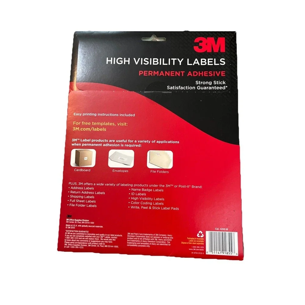 3M Matte White High Visibility Labels 1-1/2 Dia. Permanent Inkjet  400 4200-M